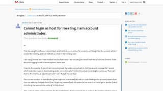 Cannot login as host for meeting. I am account ... | Adobe ...