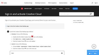 Sign in and activate Creative Cloud - Adobe Help Center