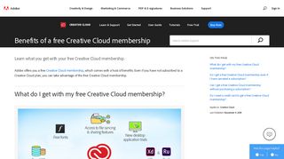 Benefits of a free Adobe Creative Cloud membership