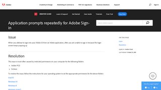 User prompted to sign in repeatedly - Adobe Help Center