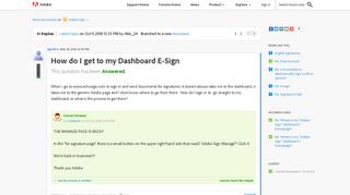 How do I get to my Dashboard E-Sign | Adobe Community - Adobe Forums