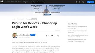 Publish for Devices - PhoneGap Login Won't Work - Adobe eLearning ...