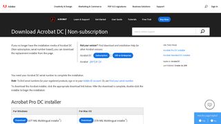 Download Pro or Standard versions of Acrobat DC | Non-subscription