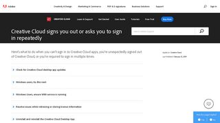 Adobe Creative Cloud signs you out or asks you to sign in repeatedly