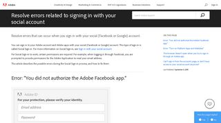 Resolve errors that can occur when signing in ... - Adobe Help Center