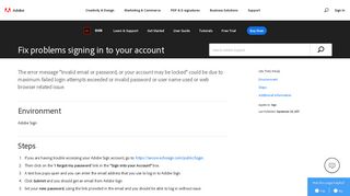 Fix problems signing in to your account - Adobe Help Center