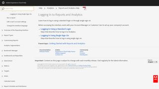 Logging In to Reports and Analytics - Adobe Experience Cloud