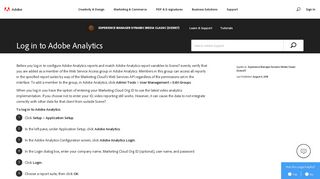 Log in to Adobe Analytics - Adobe Help Center