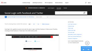 Social Login with Facebook and Twitter - Adobe Help Center