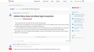 Adobe Story does not allow log in anymore | Adobe Community ...