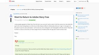 Want to Return to Adobe Story Free | Adobe Community - Adobe Forums