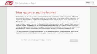 FSA Eligible Expense Search - ADP