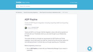 ADP Payline | Tanda Help Center