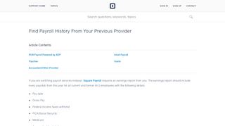 Find Payroll History From Your Previous Provider | Square Support ...