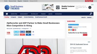ZipRecruiter and ADP Partner to Make Small Businesses More ...
