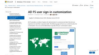 AD FS user sign-in customization | Microsoft Docs