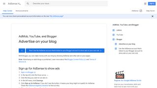 Update the AdSense account associated with a Blogger site ...