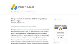 Inside AdSense: Set up a crawler login for increased ad relevancy on ...