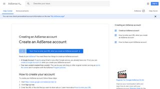 Create an AdSense account - AdSense Help - Google Support
