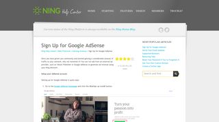 Sign Up for Google AdSense | Ning Help Center