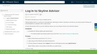 Log in to Skyline Advisor - VMware Docs