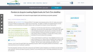 Pandora to Acquire Leading Digital Audio Ad Tech Firm AdsWizz ...