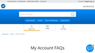 My Account FAQs - Learn more about how to manage your ADT ...