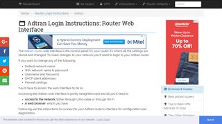 Adtran Login: How to Access the Router Settings | RouterReset