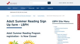 Adult Summer Reading Sign Up form - LBPH | State Library of North ...