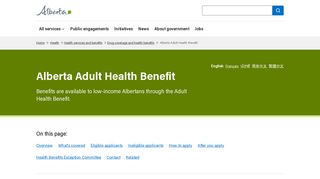 Alberta Adult Health Benefit | Alberta.ca