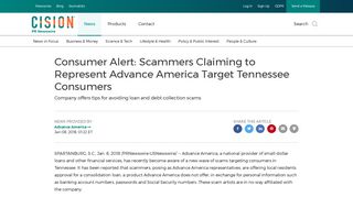 Consumer Alert: Scammers Claiming to Represent Advance America ...