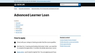 Advanced Learner Loan: How to apply - GOV.UK