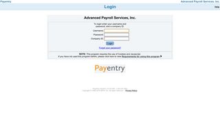 Advanced Payroll Services, Inc. - Login - Payentry