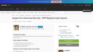 Support for Advanced Security - PHP Register/Login System