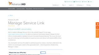 Manage Service Link - AdvancedMD