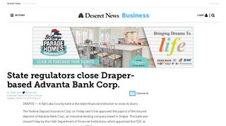 State regulators close Draper-based Advanta Bank Corp. | Deseret ...