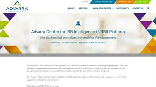 Center for IRB Intelligence (CIRBI®) Platform | Advarra