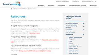 Resources - Employee Health Plan - Adventist Health
