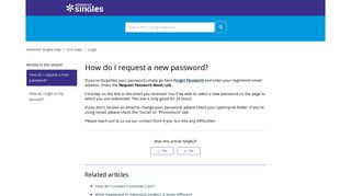 How do I request a new password? – Adventist Singles Help