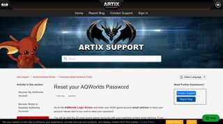 Reset your AQWorlds Password – Artix Support