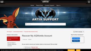 Recover My AQWorlds Account – Artix Support
