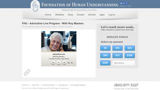 Listen To Adviceline Line Live Program – Foundation of Human ...