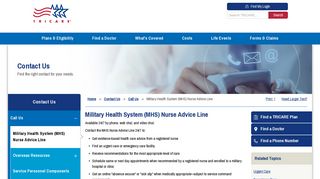 Military Health System (MHS) Nurse Advice Line | TRICARE