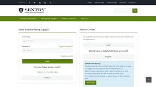 Advisor login - Sentry Investments
