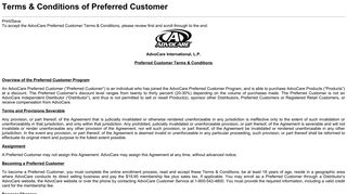 Terms & Conditions of Preferred Customer - Advocare