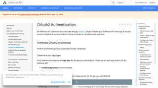 OAuth2 Authentication | AdWords API | Google Developers