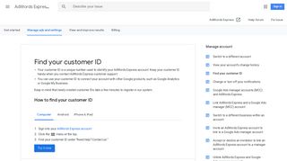 Find your customer ID - Computer - AdWords Express Help