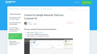 Connect to Google Adwords: Find your Customer ID – GoDataFeed ...