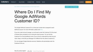 Where do I find my Google AdWords Customer ID? – Help | DataHero