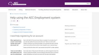 Help using the AEC Employment system - Australian Electoral ...